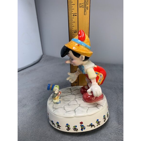 Pinocchio & Jiminy Cricket Musical Figurine Vintage Schmid Porcelain Collectible - Picture 7 of 10